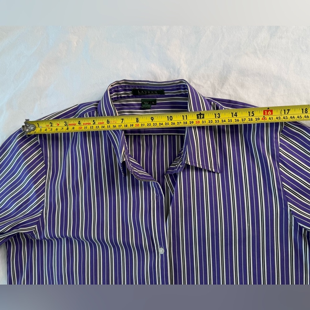 Lauren Ralph Lauren Purple Striped Cotton Button Down Shirt XL classic 90 - Picture 8 of 13